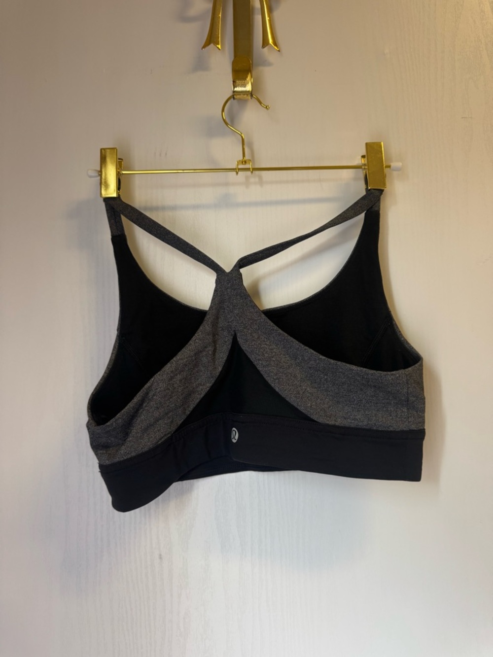 lululemon athletica Black and Gray Strappy Back Sports Bra